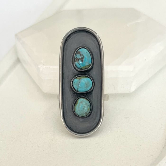 OOAK: Turquoise Statement Ring - Size 7