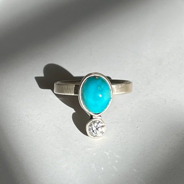 OOAK: Turquoise + Crystal Ring - Size 6