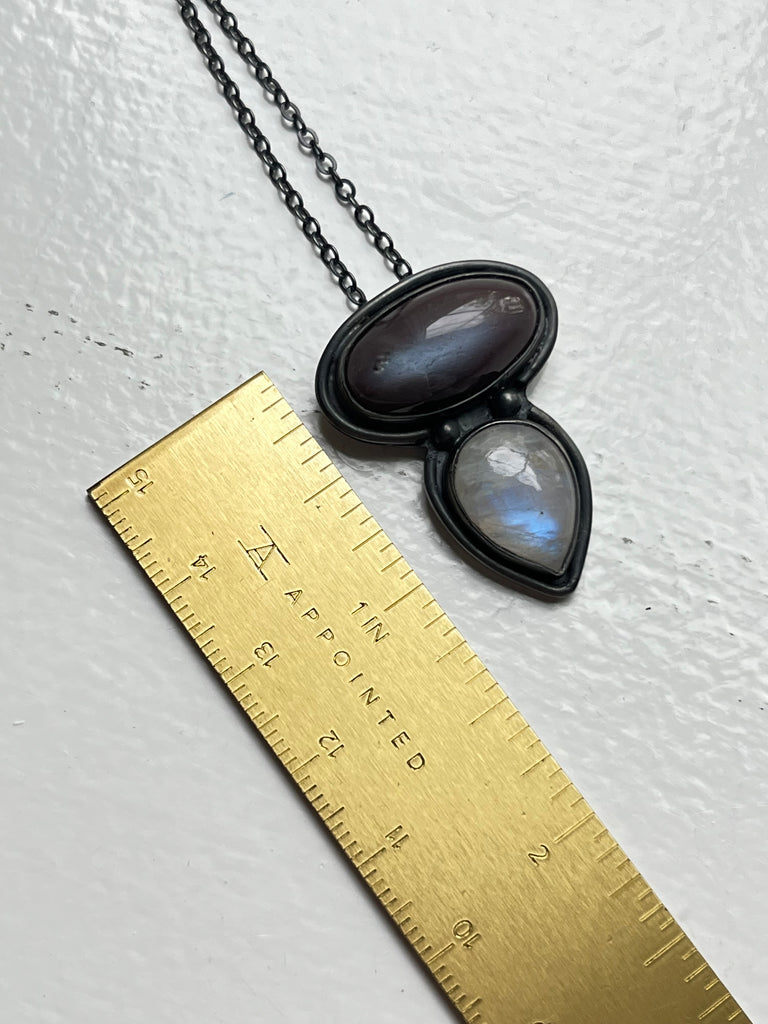 OOAK: Oxidized Black & white moonstone