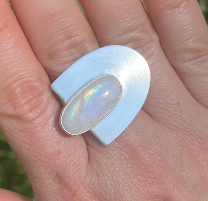 OOAK: Oval Moonstone Ring - Size 8