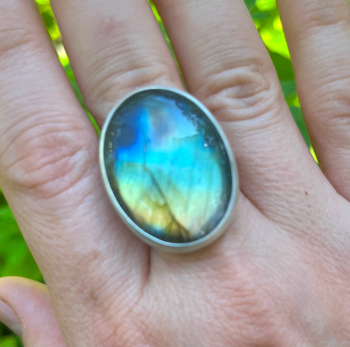 OOAK: Oval Labradorite Ring - Size 8