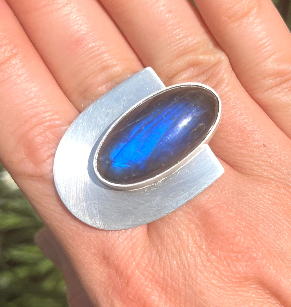 OOAK: Oval Labradorite Ring - Size 9