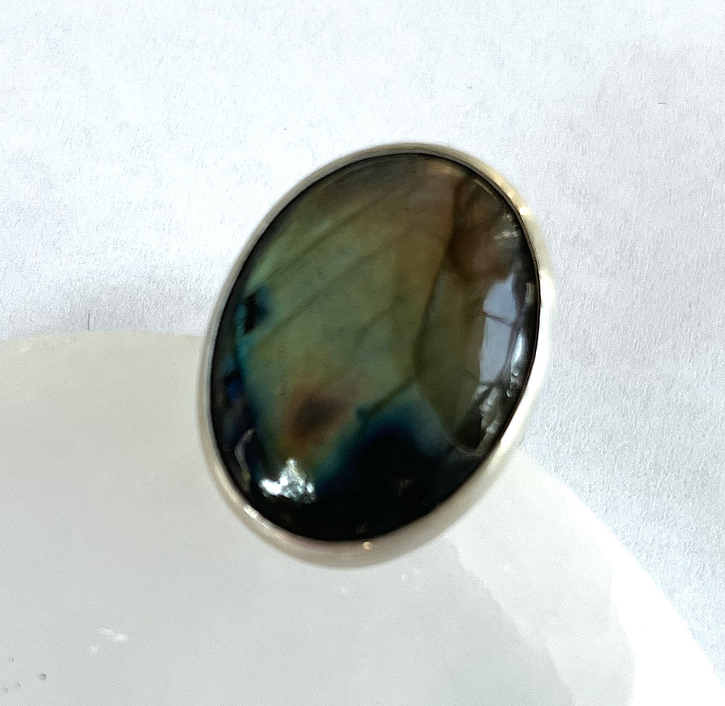 OOAK: Oval Labradorite Ring - Size 8