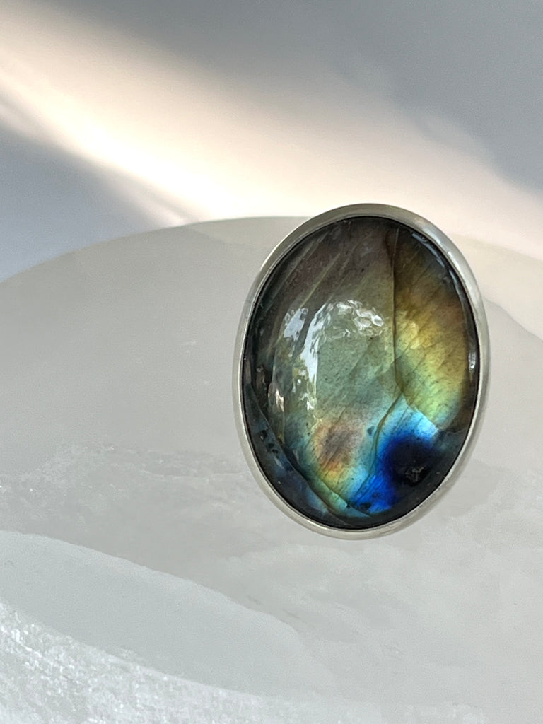 OOAK: Oval Labradorite Ring - Size 8