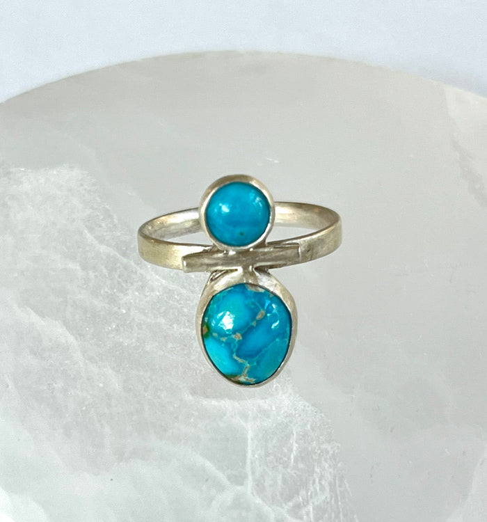 OOAK: Two Stone Turquoise - Size 6-1/2