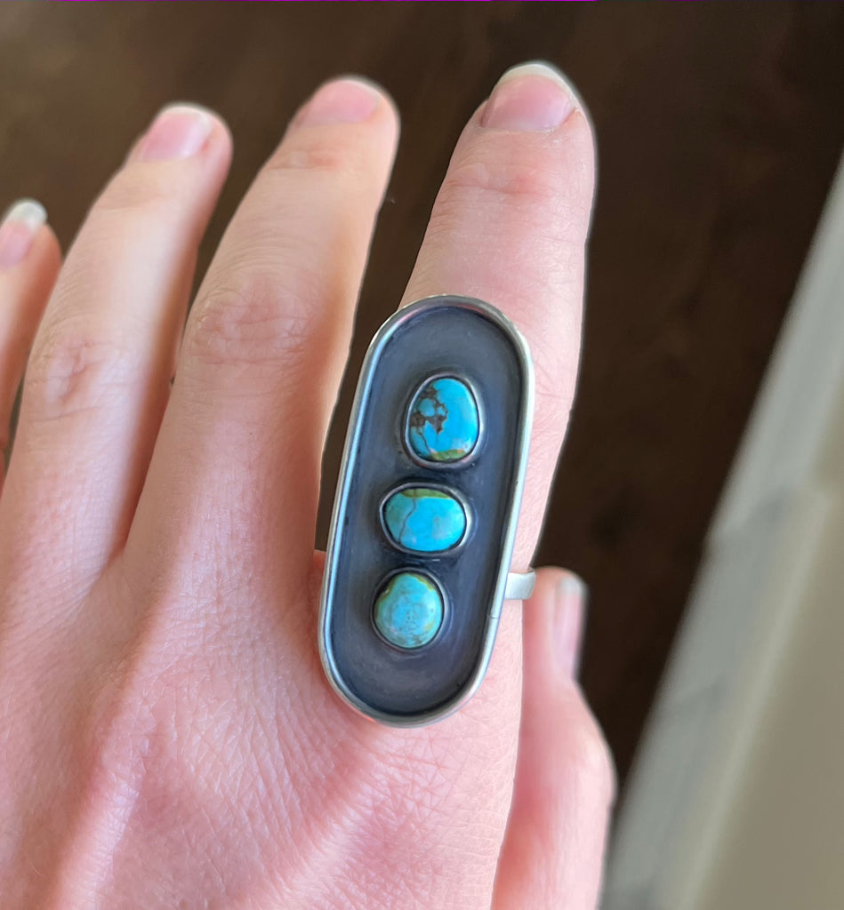 OOAK: Turquoise Statement Ring - Size 7